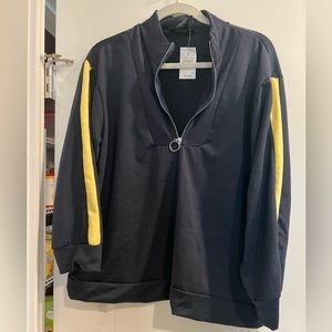 Navy Blue with yellow stripes on sleeves size 14/16 pullover